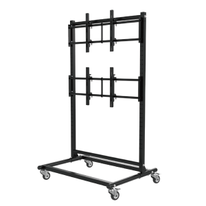 Video wall monitors cart with 1x2 layout for 46-65 inch screens