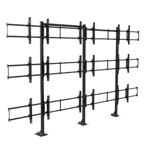 Freestanding 3x3 video wall display solutions for 46-60 inch screens, bolt-down design