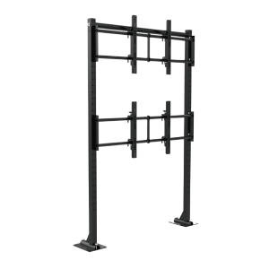Freestanding 1x2 video wall monitors for 55-75 inch screens, bolt-down design
