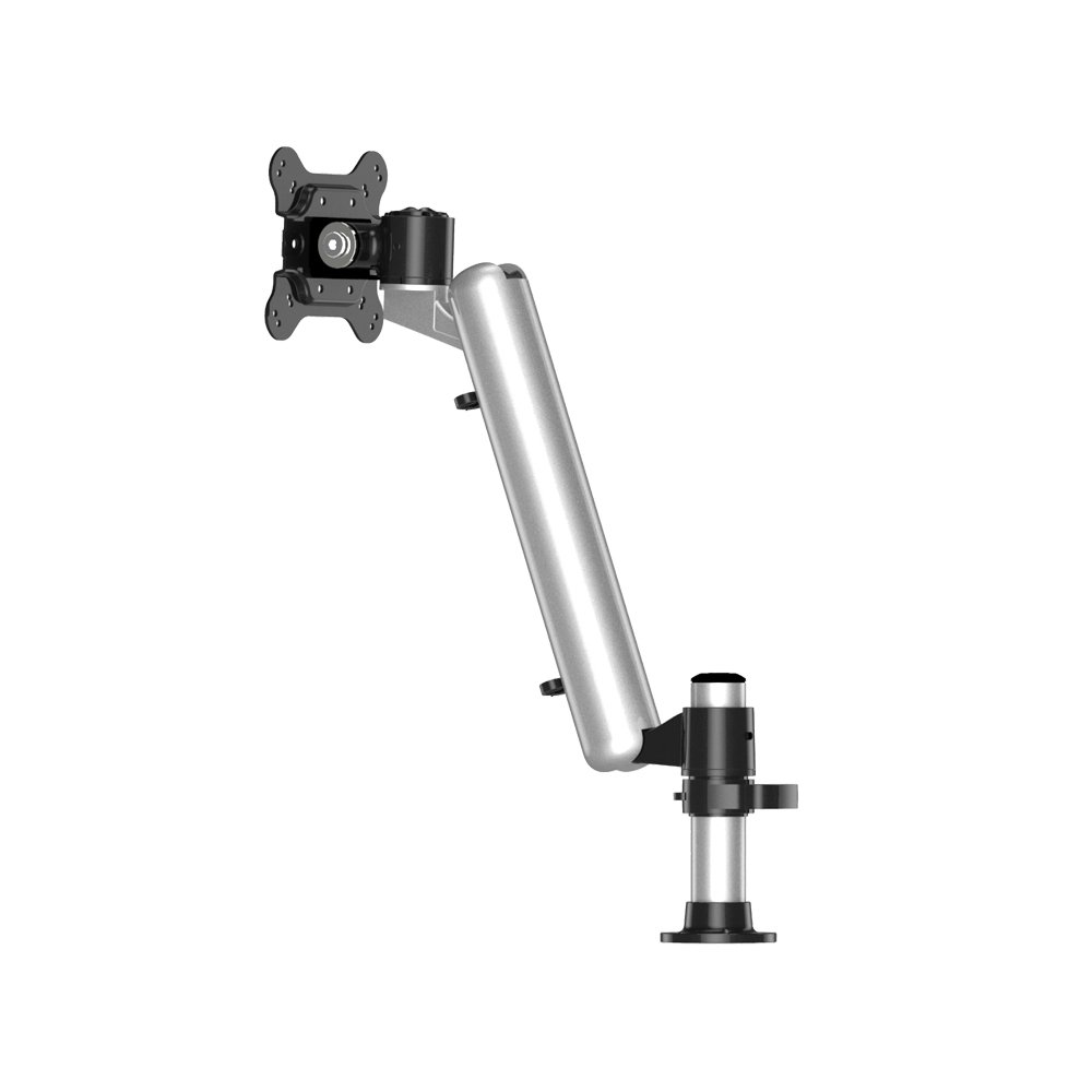 One Monitor with 7-in-1 base and Spring Arm Pole Mount