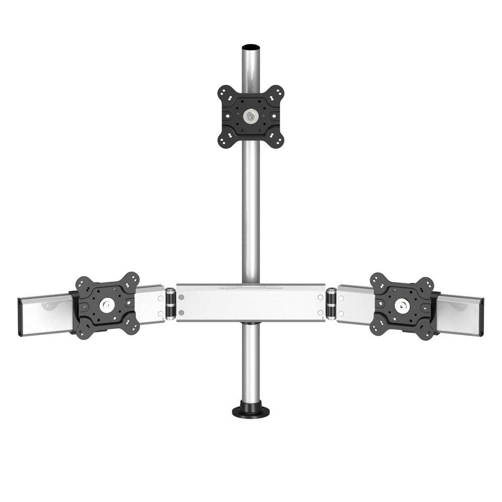 Triple Monitor with 7-in-1 Base Pole Mount - Low Profile & Triangle