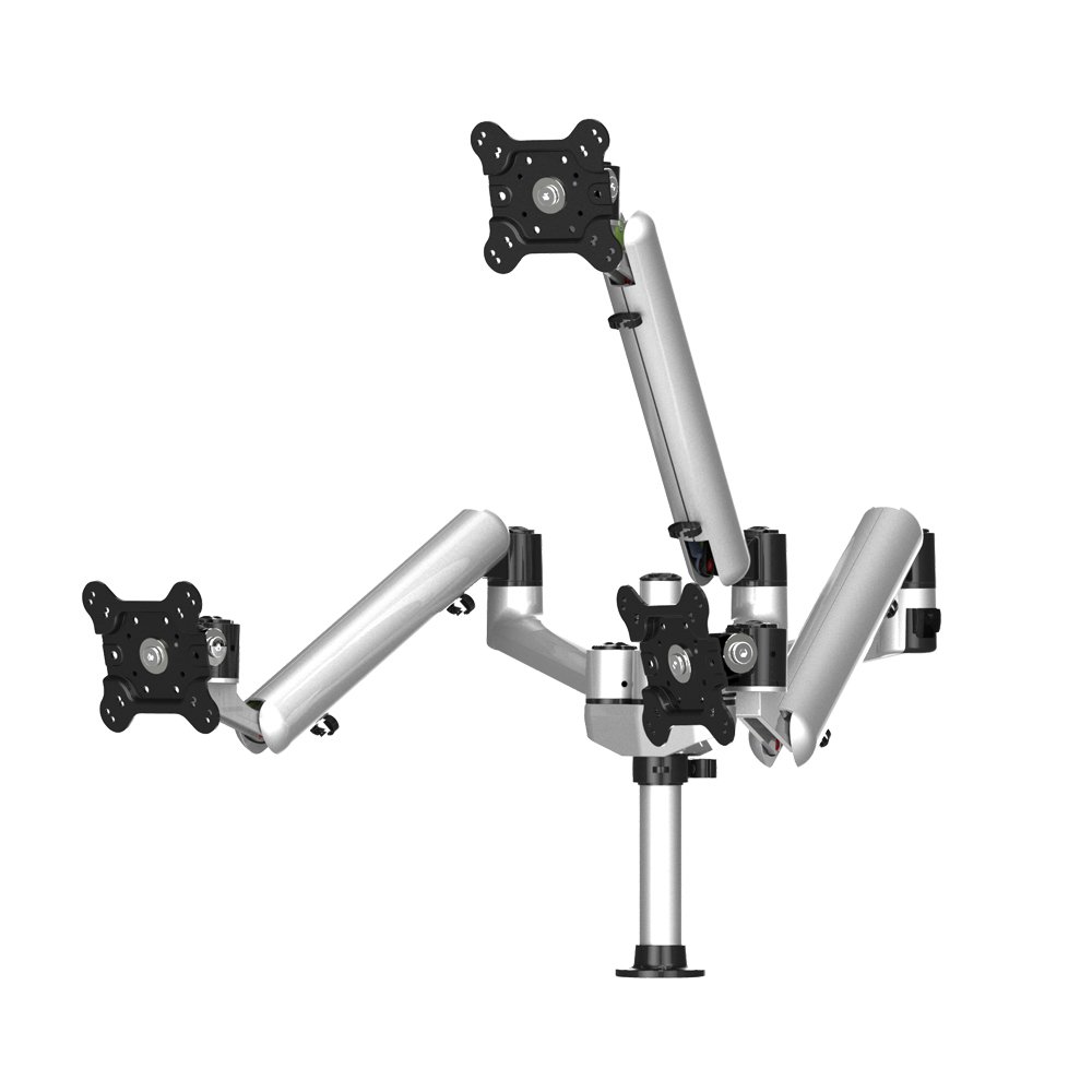 Spring 'n Swivel Adjustable Triple Monitor with 7-in-1 Base Pole Mount