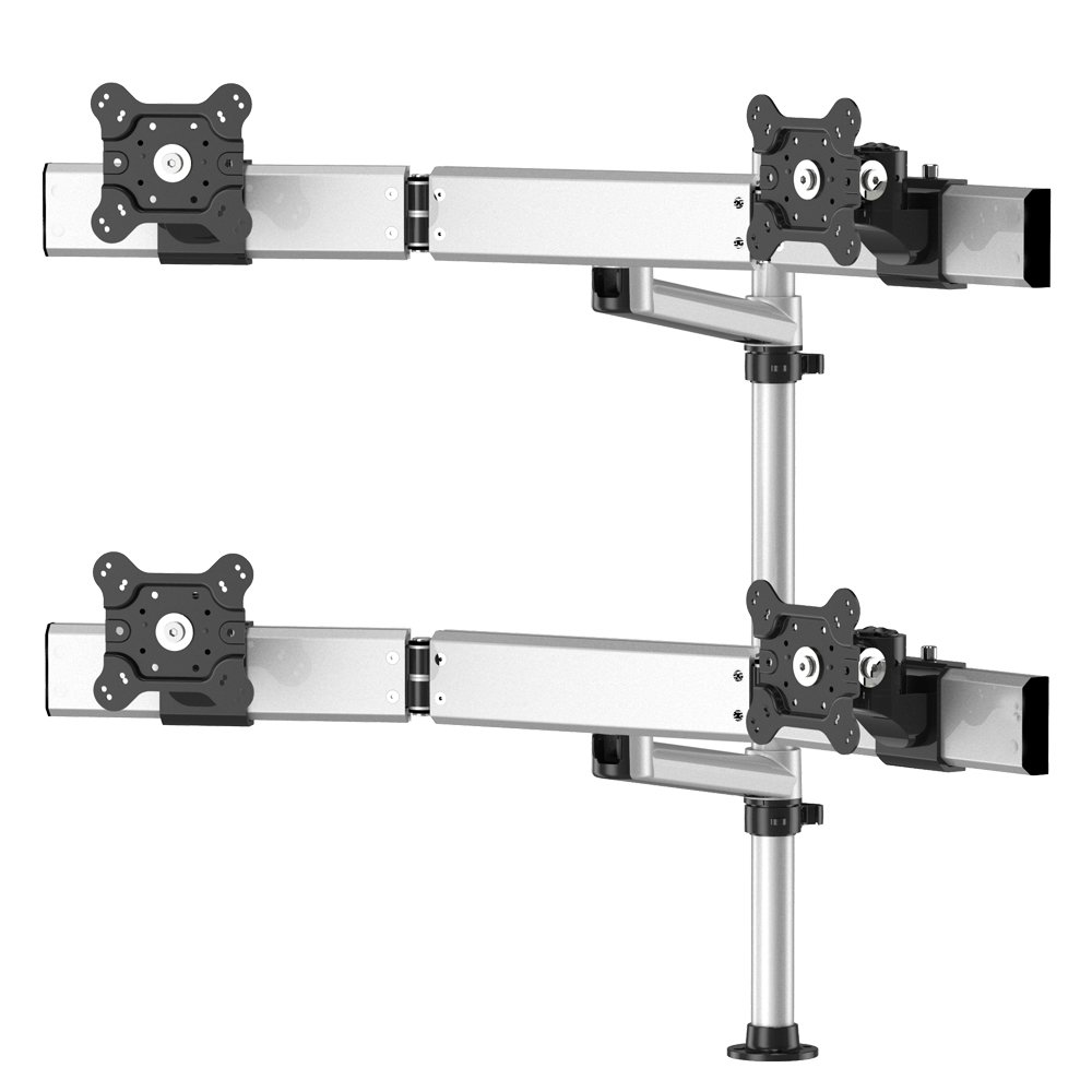 Quad Monitor with Arc Cross Bar and 7-in-1 Base, Swivel Arm
