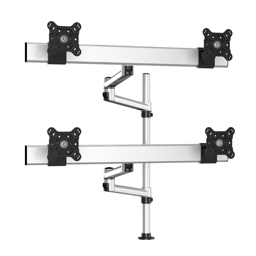 Triple Monitor with 7-in-1 Base and Spring Arm Pole Mount
