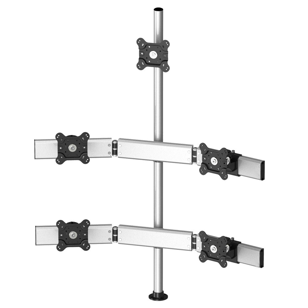 Five Monitors three rows with 7-in-1 Base Pole Mount