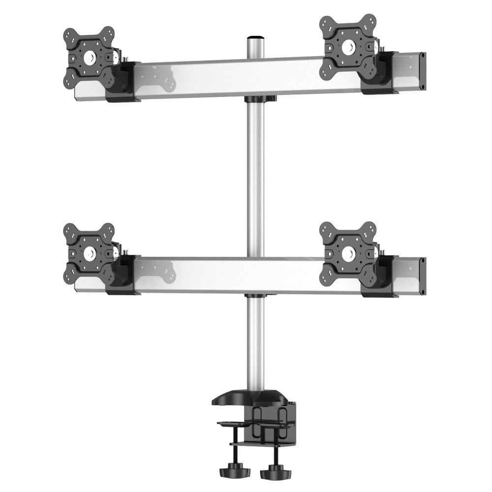 Quad Monitor Desk Mount with Crossbar Two Rows