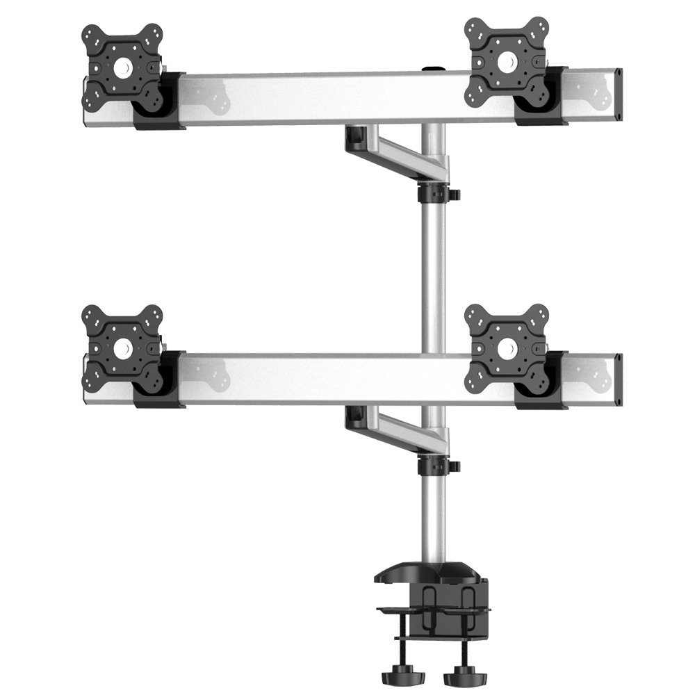 Quad Monitor Desk Mount with Crossbar and Swivel Arm