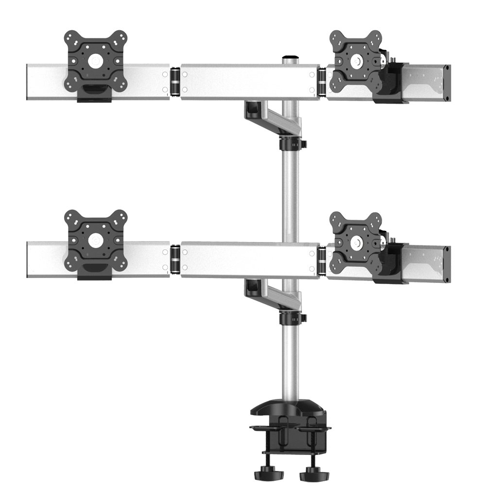 Quad Monitor Desk Mount with Arc Crossbar and Swivel Arm