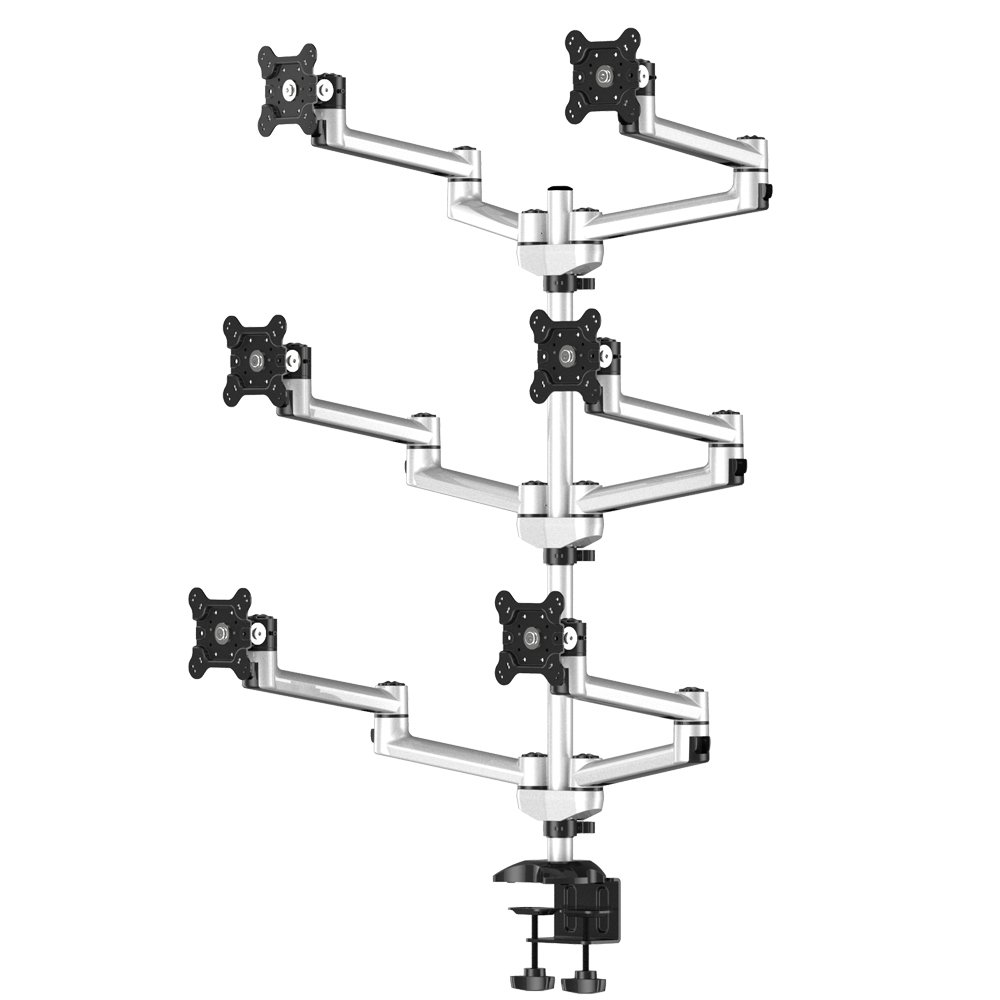 Six Monitors Desk Stand, With Dual Swivel Arm