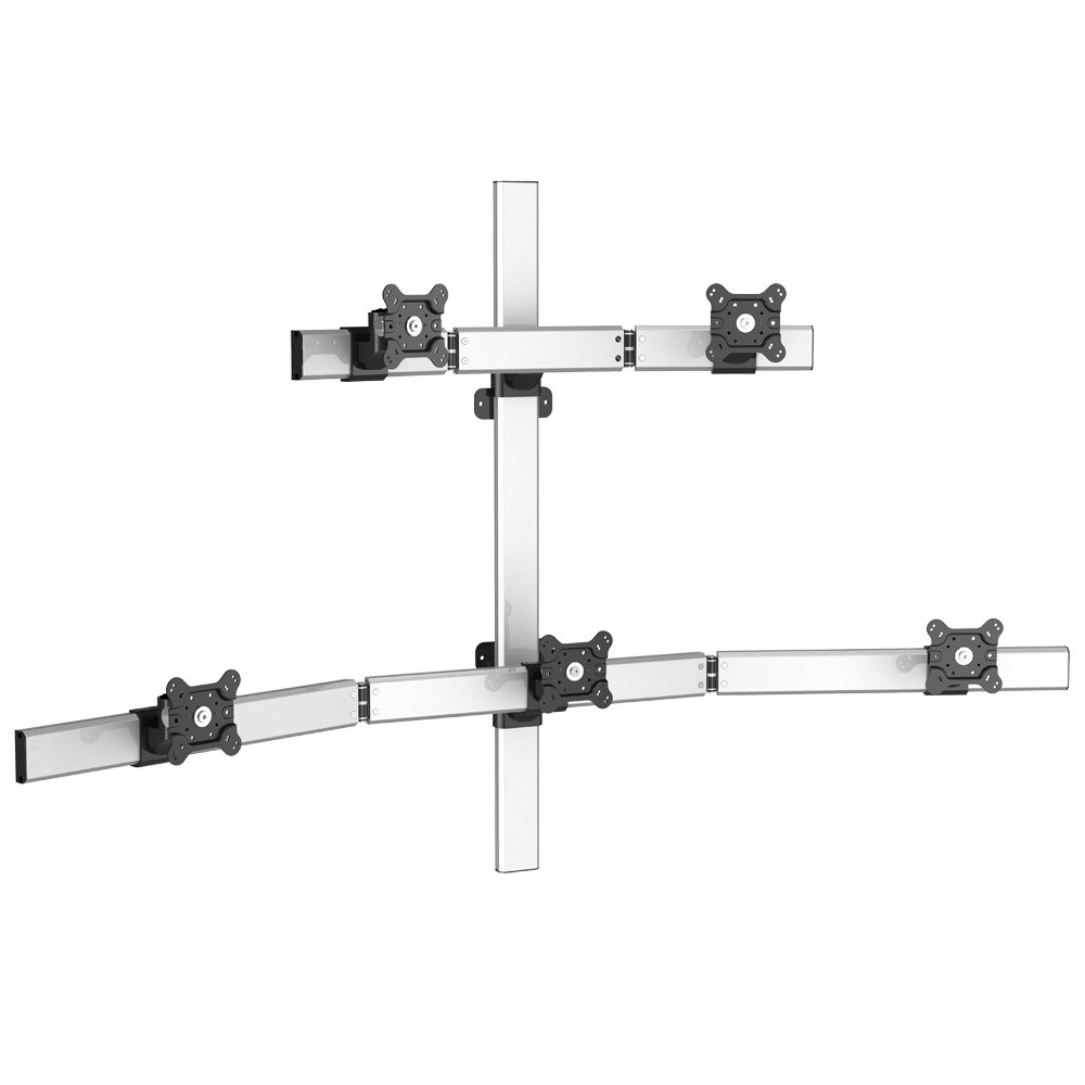 Over Under Flat Panel Five Monitor Wall Mount w/Extension